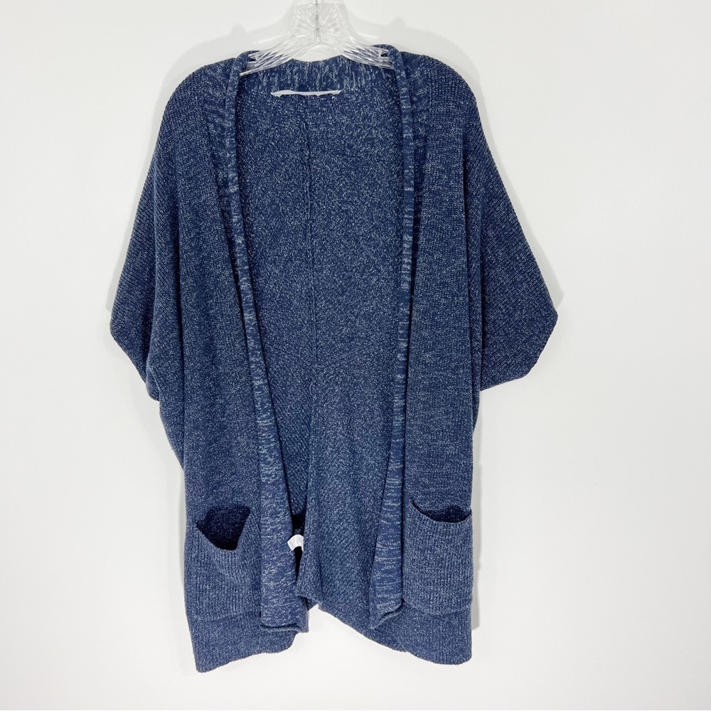 ATHLETA Navy Marled Knit Open Front Cocoon Cardigan Small Medium